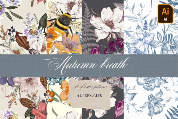 Autumn Breath, Set of 5 Seamless Pattern