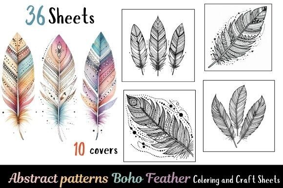Boho Feather Coloring Pages: A Creative Escape for Adults