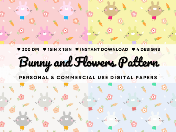 Bunny and Flowers Seamless Pattern: A Versatile Design Solution for Creators