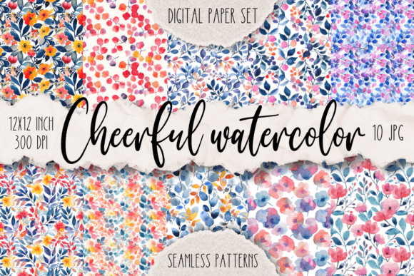 Cheerful Watercolor Seamless Paper Pack: A Versatile Resource for Creative Projects