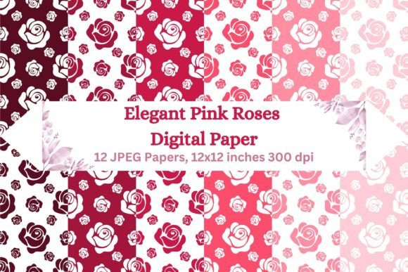 Elegant Pink Roses 12 Digital Paper