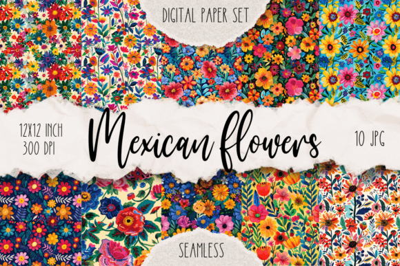 Elevating Creative Workflows with Mexican Flowers Seamless Digital Paper