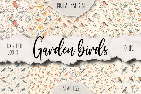 Elevating Digital Creativity with the Garden Birds Seamless Digital Paper Pack