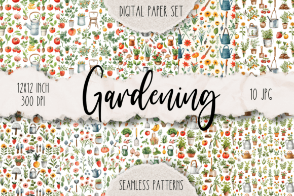 Gardening Seamless Digital Paper Pack for Creative Projects