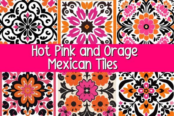 Hot Pink and Orange Mexican Tiles