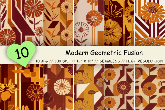 Modern Geometric Fall Flower Pattern