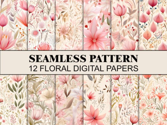 Pink Flowers Seamless Pattern Paper