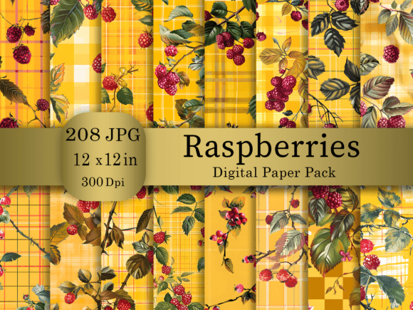 Raspberries Digital Paper Bundle