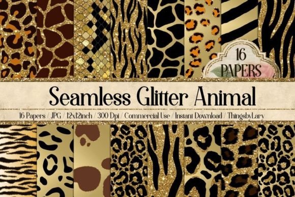 Seamless Glitter Animal Skin Papers