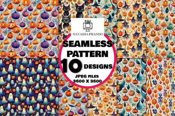 Seamless Pattern Halloween Pumpkins Seam for Creators