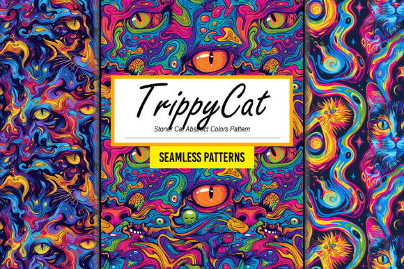 Stoner Cat Abstract Colors Pattern Art